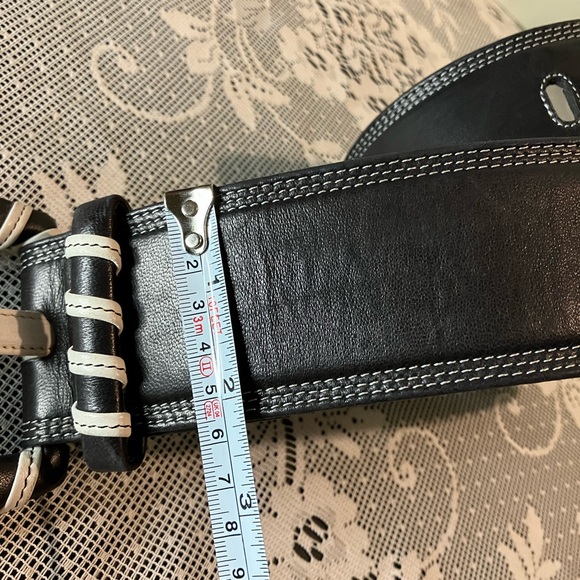 Vintage Claude Montana Avant Garde Leather Black Belt Made in France 1980s - Picture 7 of 9